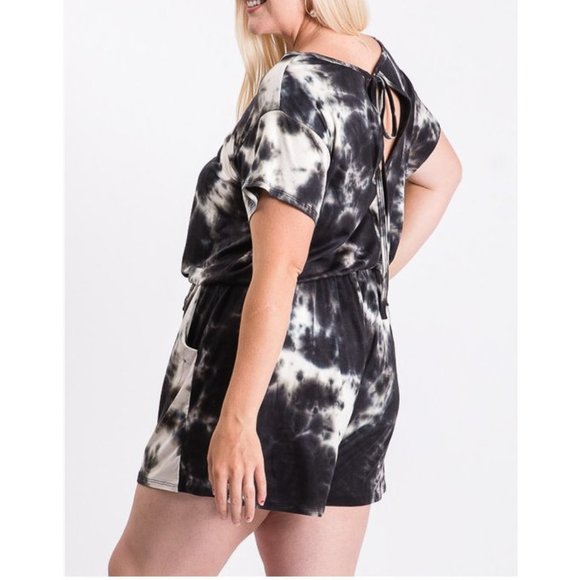 Plus Size Tie Dye Romper and Face Mask Set - Picture 13 of 14
